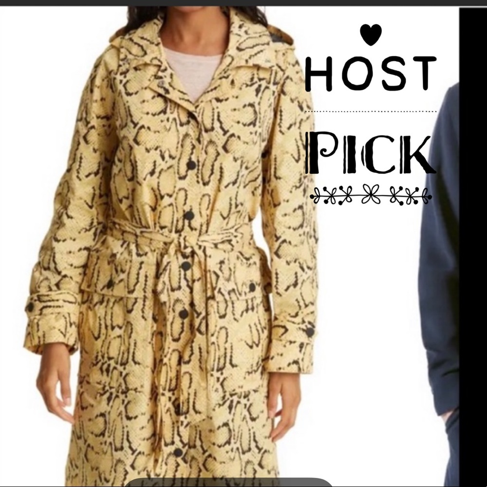 Frame Python Print Hooded Trench Coat